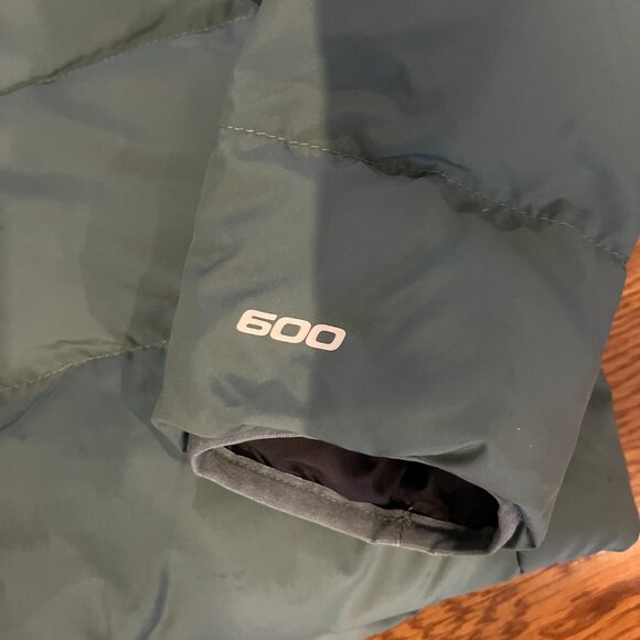 North Face Reversible Sage Green/Black Puffer Jacket Size 10 - Picture 4 of 9